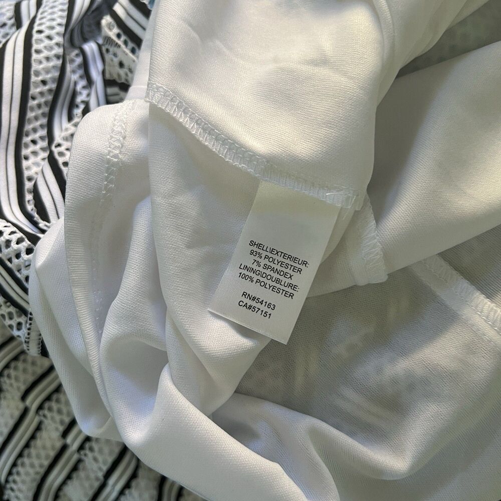 Marc New York White & Black Mesh Stripe Short Sleeve Lined Shift Dress Sz 8 NWT - Picture 9 of 10